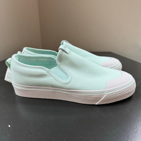NWT Adidas Nizza Slip-on Cap Toe Canvas‎ Sneaker Aqua Blue Women’s 7.5 US - Picture 1 of 11